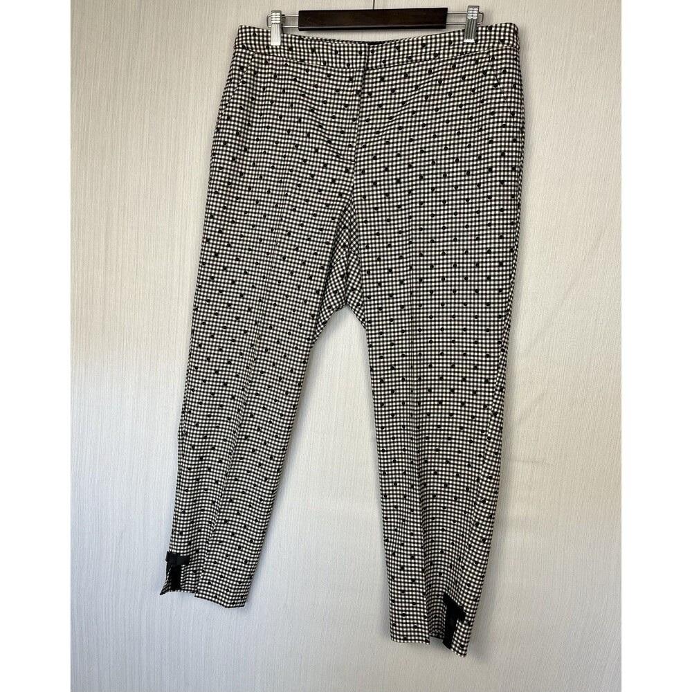 Talbots‎ Gingham Dot Ankle Pants Women’s Size 14W Wool Blend Bow Accents Lined